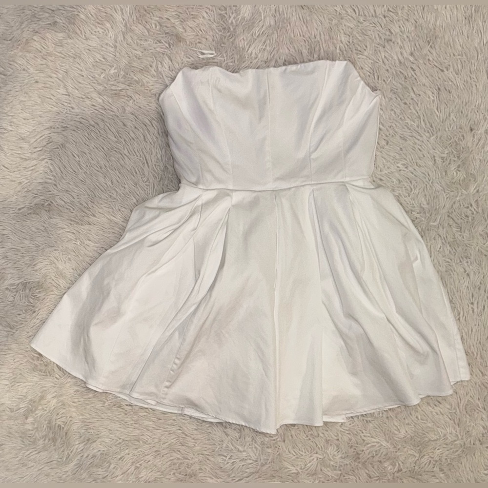 NWOT House of Cb Emmanuela White Structured Pleated Strapless mini dress XL - Picture 4 of 9